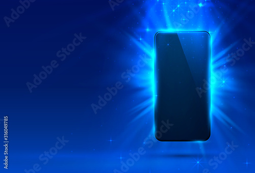 Phone cover blue color design modern background.