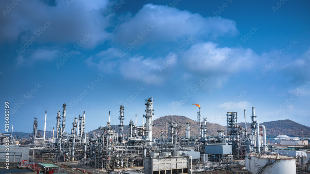Oil refinery industry, Aerial view of petrochemical plant,Thailand 4.0