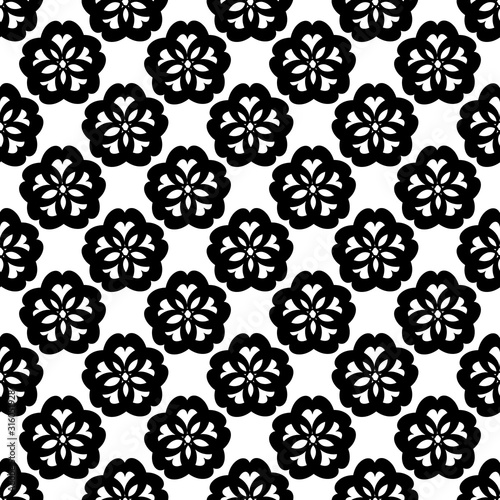 seamless black and white floral pattern. wallpaper