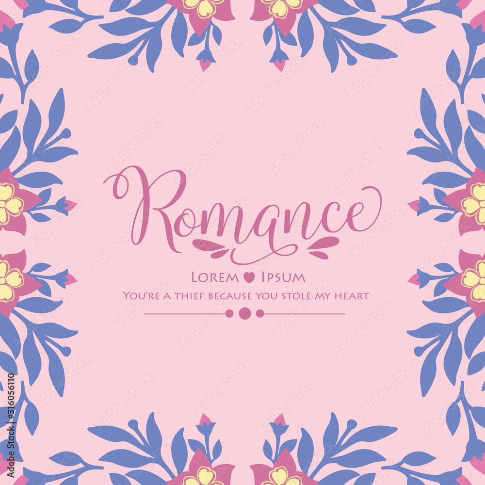 Pattern of leaf and floral frame with unique style, for romance greeting card design. Vector Pattern of leaf and floral frame with unique style, for romance greeting card design. Vector