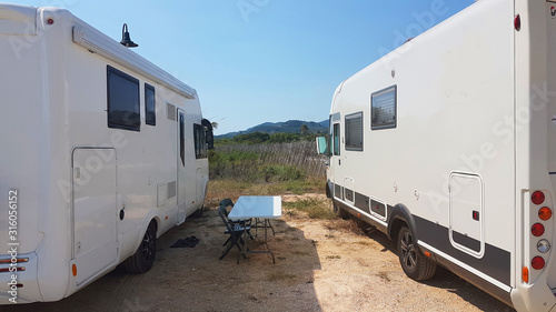 caravans modern car summer holidays by the sea outdoo