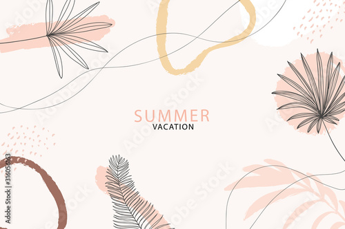 Background for social media decorate with summer leaf 