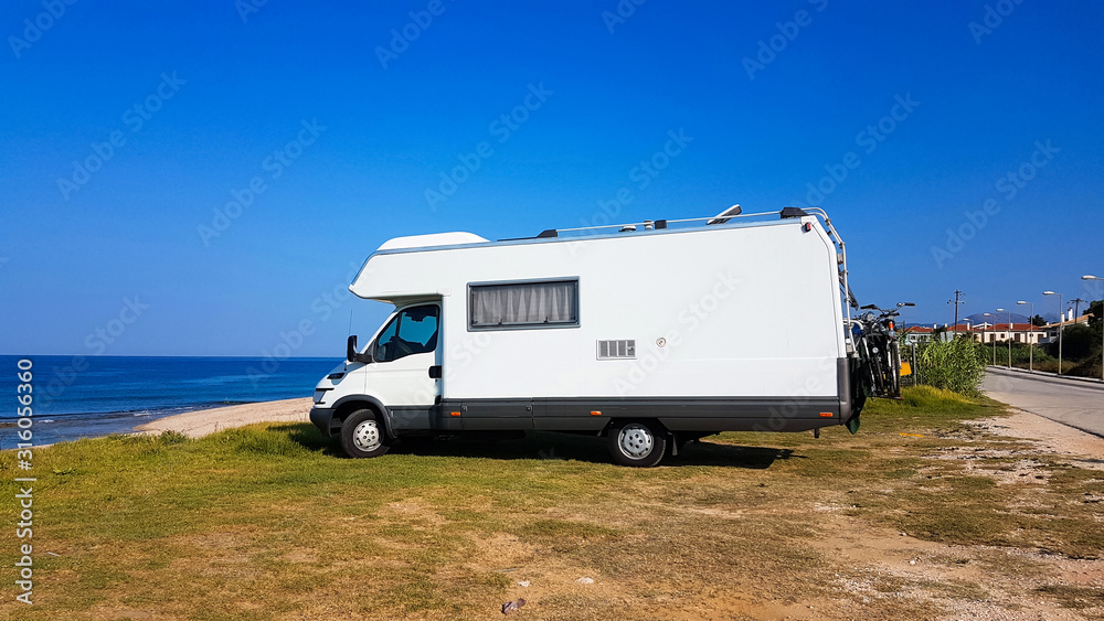 caravan modenr car summer holidays by the sea outdoor ,caravan parked