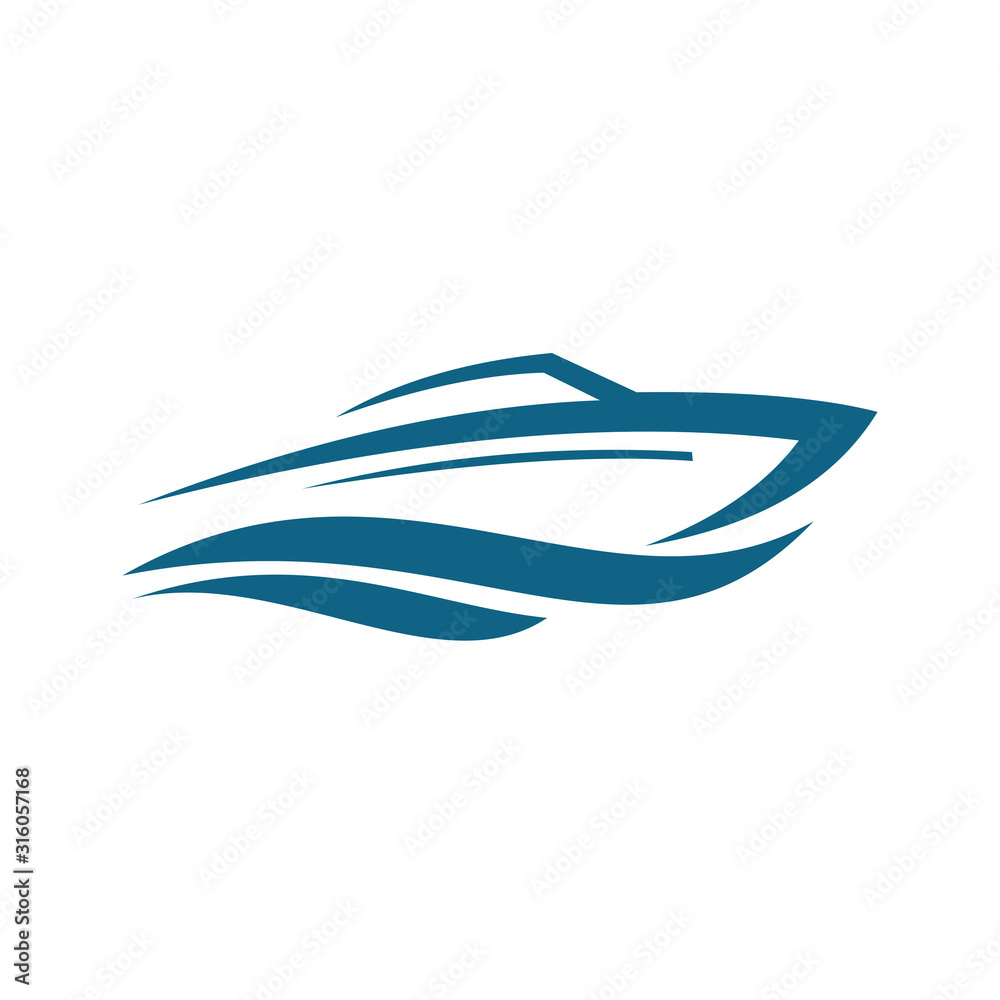 vector Speed boat with waves,the yacht or sailing logo design vector Speed boat with waves,the yacht or sailing logo design