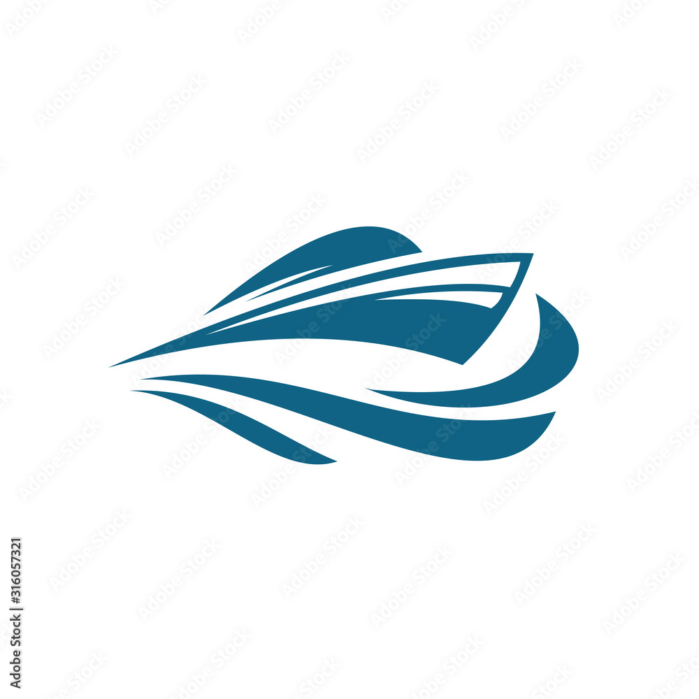 vector Speed boat with waves,the yacht or sailing logo design vector Speed boat with waves,the yacht or sailing logo design