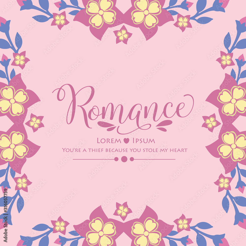 Unique pattern of leaf and wreath frame, for romance poster design. Vector