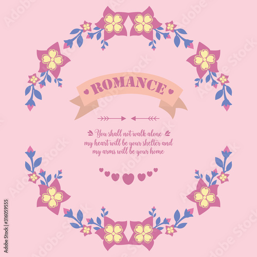 Crowd pink floral frame and unique shape leaf, for seamless romance greeting card wallpaper design. Vector © StockFloral