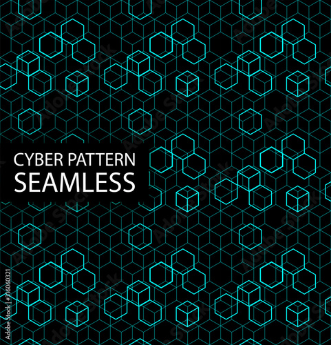 Seamless cyber pattern. Circuit board texture. Digital high tech style vector background