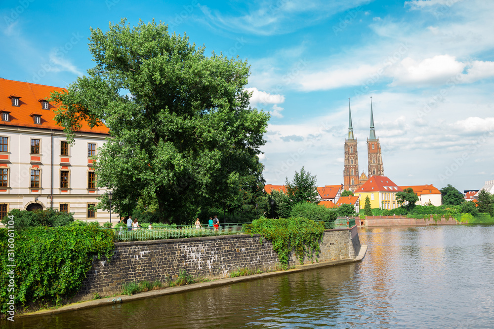 Ostrow Tumski island and Oder river in Wroclaw, Poland