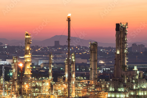 Industrial view at oil refinery plant form industry zone.
