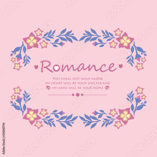 Frame Decorative with beautiful leaves and flower for romance greeting card template design. Vector