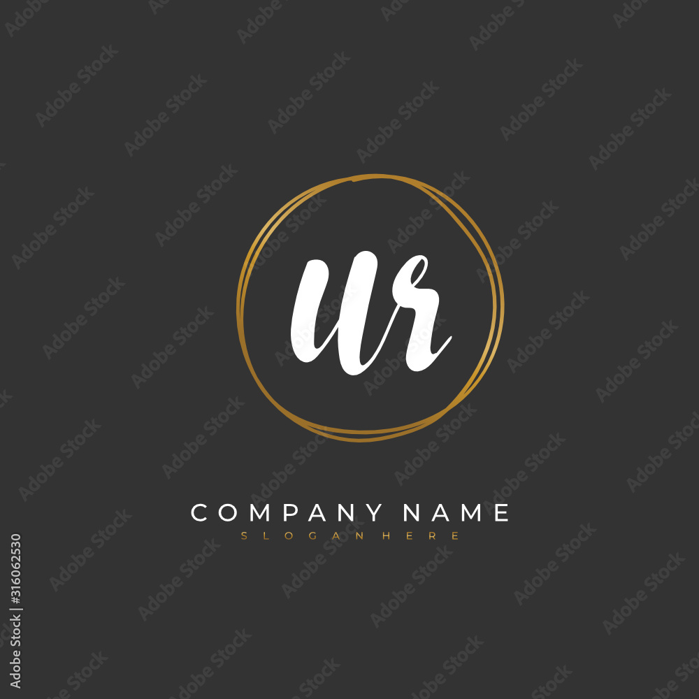 Handwritten initial letter U R UR for identity and logo. Vector logo template with handwriting and signature style. Handwritten initial letter U R UR for identity and logo. Vector logo template with handwriting and signature style.