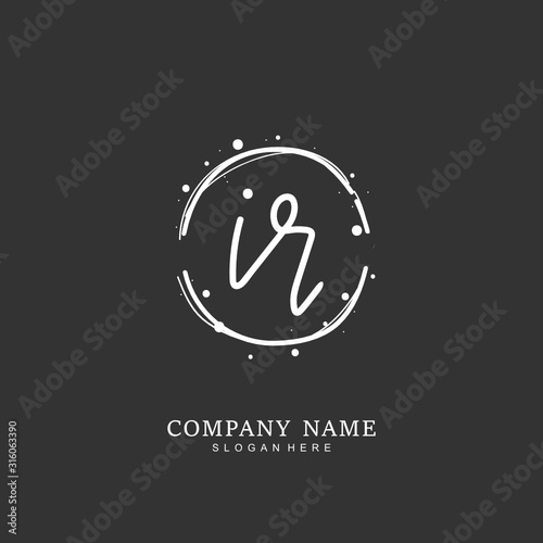 Handwritten initial letter I R IR for identity and logo. Vector logo template with handwriting and signature style.