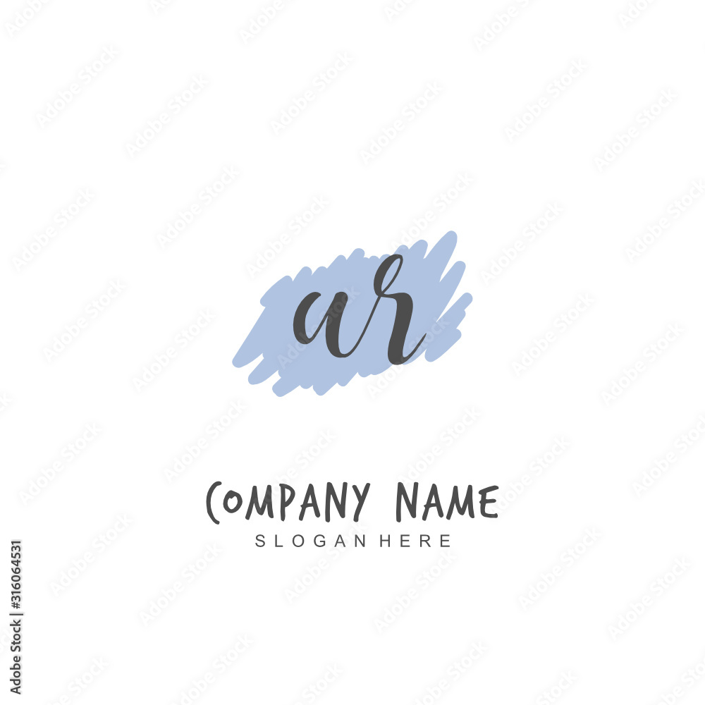Handwritten initial letter A R AR for identity and logo. Vector logo template with handwriting and signature style.