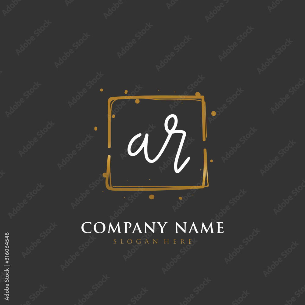 Handwritten initial letter A R AR for identity and logo. Vector logo template with handwriting and signature style.