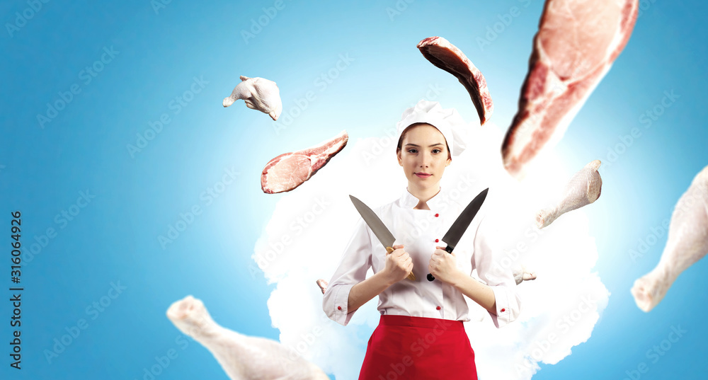 Fototapeta premium He is crazy about cooking. Mixed media