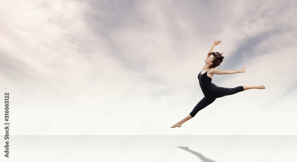 Gymnast girl in jump Mixed media