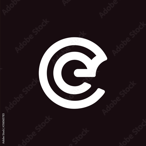 Initial letter ec or ce logo template with circle bold line art symbol in flat design monogram illustration