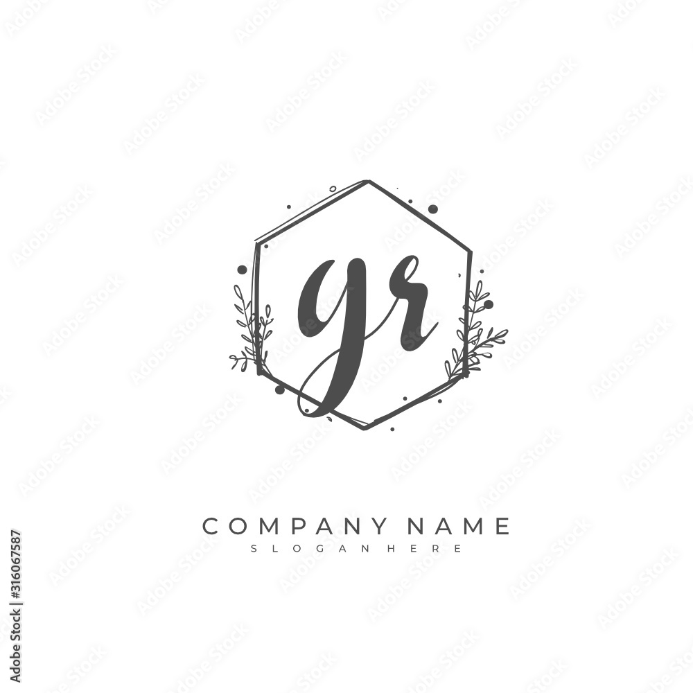Handwritten initial letter G R GR for identity and logo. Vector logo template with handwriting and signature style. Handwritten initial letter G R GR for identity and logo. Vector logo template with handwriting and signature style.