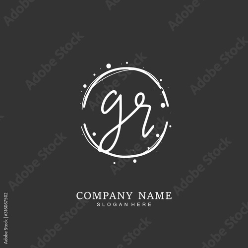 Handwritten initial letter G R GR for identity and logo. Vector logo template with handwriting and signature style.
