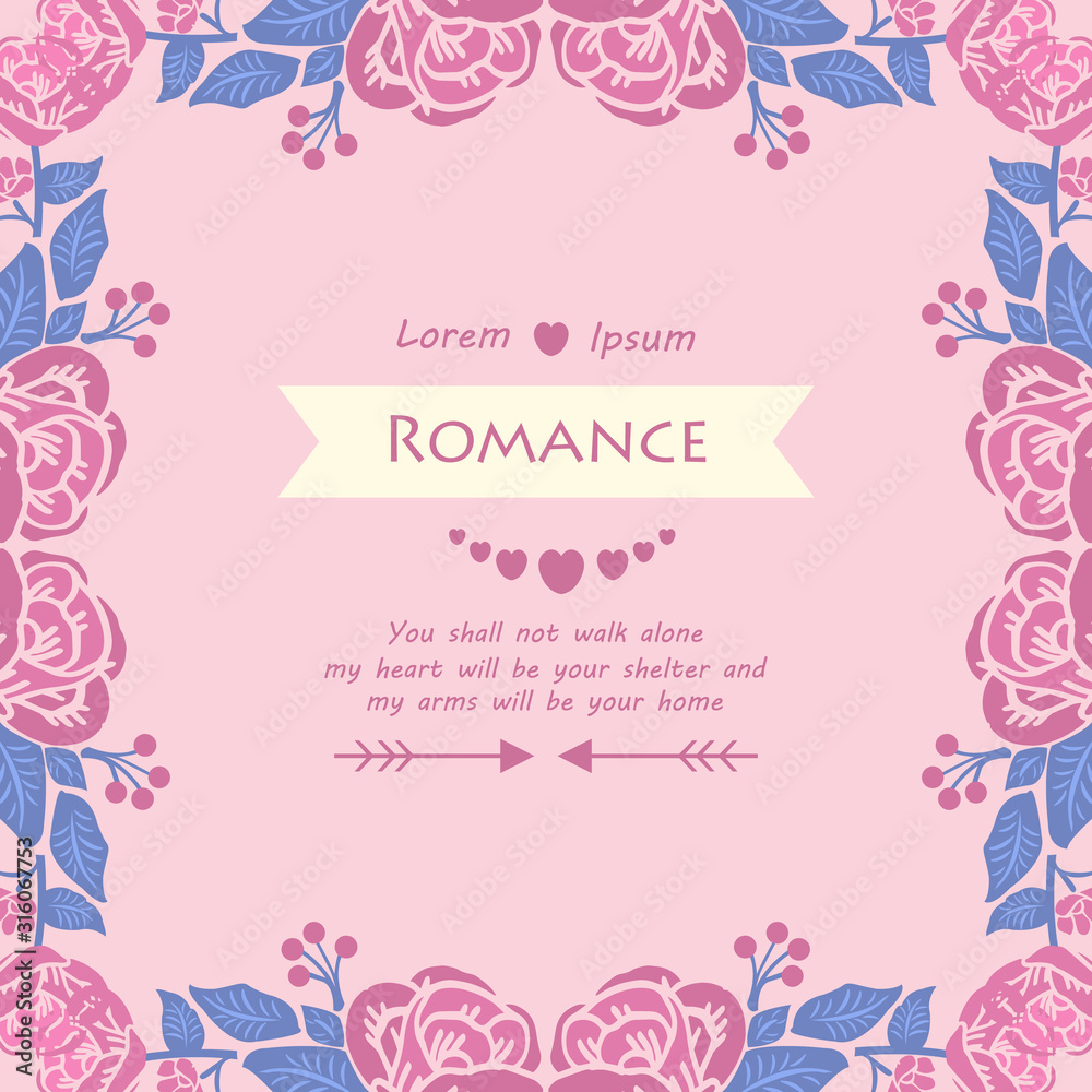 Beautiful Ornament of leaf and floral frame, for beautiful romance invitation card design. Vector