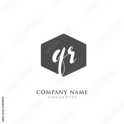Wallpaper Mural Handwritten initial letter Q R QR for identity and logo. Vector logo template with handwriting and signature style. Torontodigital.ca