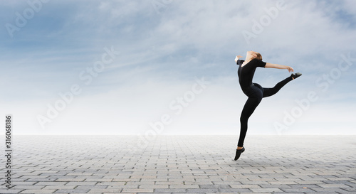 Gymnast girl in jump Mixed media