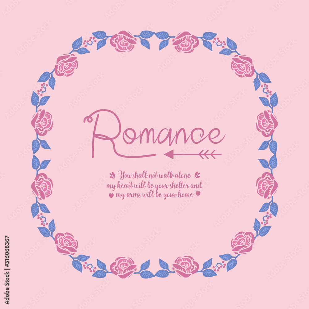 Elegant frame, with flower and leaf ornate, for romance greeting card template design. Vector Elegant frame, with flower and leaf ornate, for romance greeting card template design. Vector