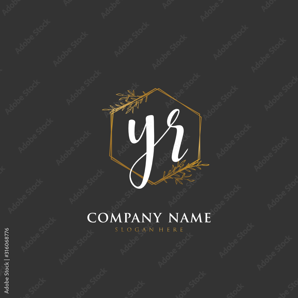 Handwritten initial letter Y R YR for identity and logo. Vector logo template with handwriting and signature style. Handwritten initial letter Y R YR for identity and logo. Vector logo template with handwriting and signature style.