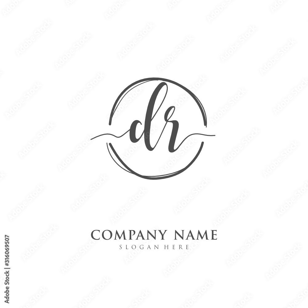 Handwritten initial letter D R DR for identity and logo. Vector logo template with handwriting and signature style. Handwritten initial letter D R DR for identity and logo. Vector logo template with handwriting and signature style.