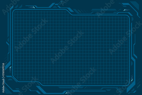 HUD circuit cyber interface screen with copy space grid.