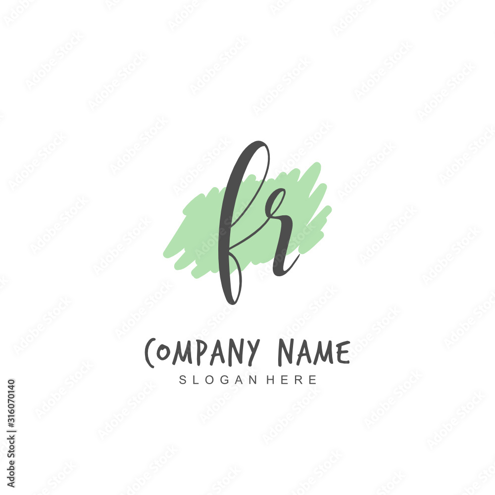 Handwritten initial letter F R FR for identity and logo. Vector logo template with handwriting and signature style. Handwritten initial letter F R FR for identity and logo. Vector logo template with handwriting and signature style.