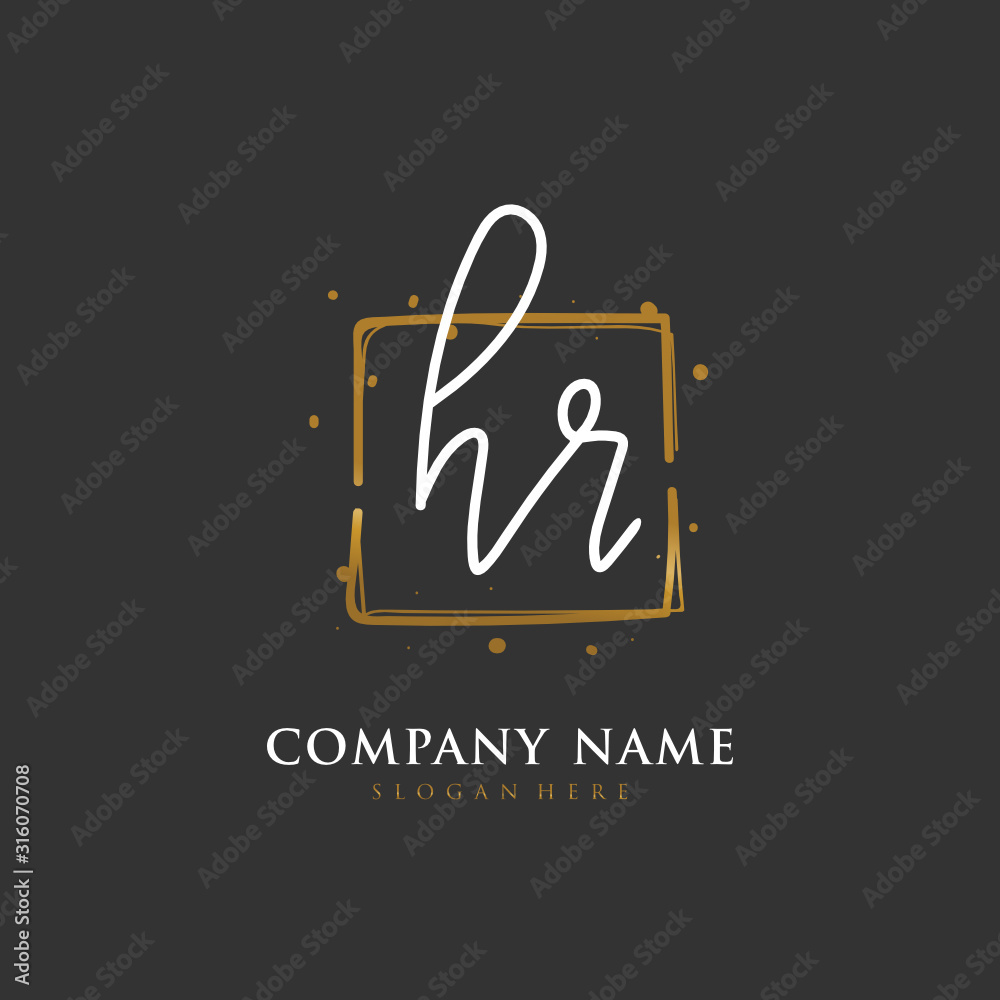 Handwritten initial letter H R HR for identity and logo. Vector logo template with handwriting and signature style. Handwritten initial letter H R HR for identity and logo. Vector logo template with handwriting and signature style.