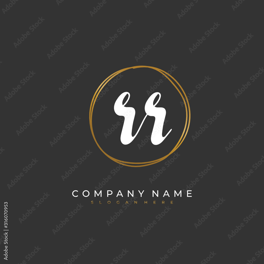 Handwritten initial letter R RR for identity and logo. Vector logo template with handwriting and signature style. Handwritten initial letter R RR for identity and logo. Vector logo template with handwriting and signature style.