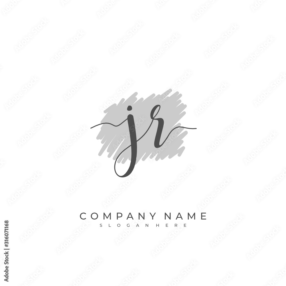 Handwritten initial letter J R JR for identity and logo. Vector logo template with handwriting and signature style. Handwritten initial letter J R JR for identity and logo. Vector logo template with handwriting and signature style.