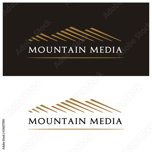 Mountain Peak Hill Mount Landscape Nature Adventure Outdoor logo design with modern simple minimalist style