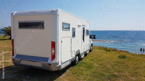 caravan by the sea beach ,summer holidays by the sea outdoor ,caravan