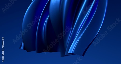 Beautiful luxury smooth backdrop with fabric drapery and waves, VJ (endless, loop), 4k. 3d illustration, 3d rendering.