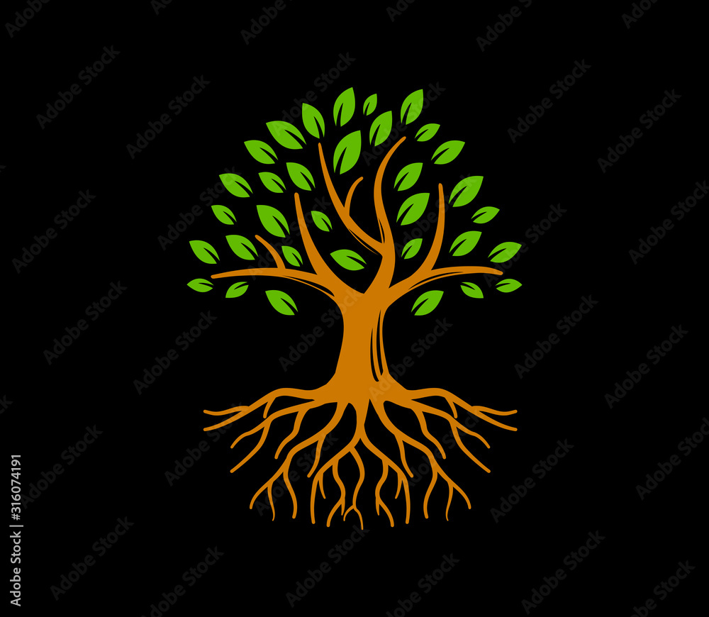Root Of Tree Life Logo Design Vector Inspiration Stock Vector | Adobe Stock