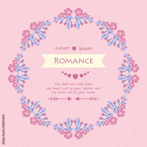 Leaf and floral unique decor of frame, for romance greeting card design. Vector