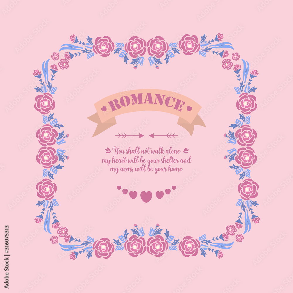 Beautiful Decoration of leaf and floral frame, for romance invitation card wallpaper design. Vector