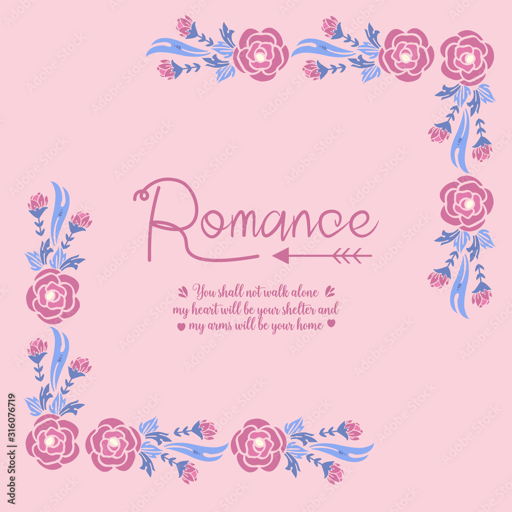 Elegant Ornate pattern, with leaf and flower frame design, for romance invitation card decor. Vector