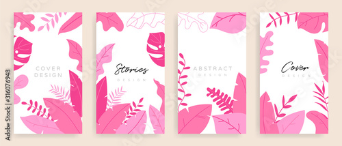 Social stories set of Valentines day abstract backgrounds with liquid shapes and copy space for text, banners, cover design, social media Feed, Blog - Vector