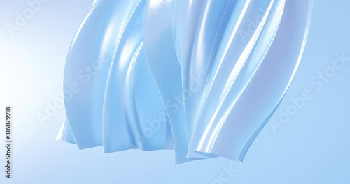 Beautiful luxury smooth backdrop with fabric drapery and waves, VJ (endless, loop), 4k. 3d illustration, 3d rendering.