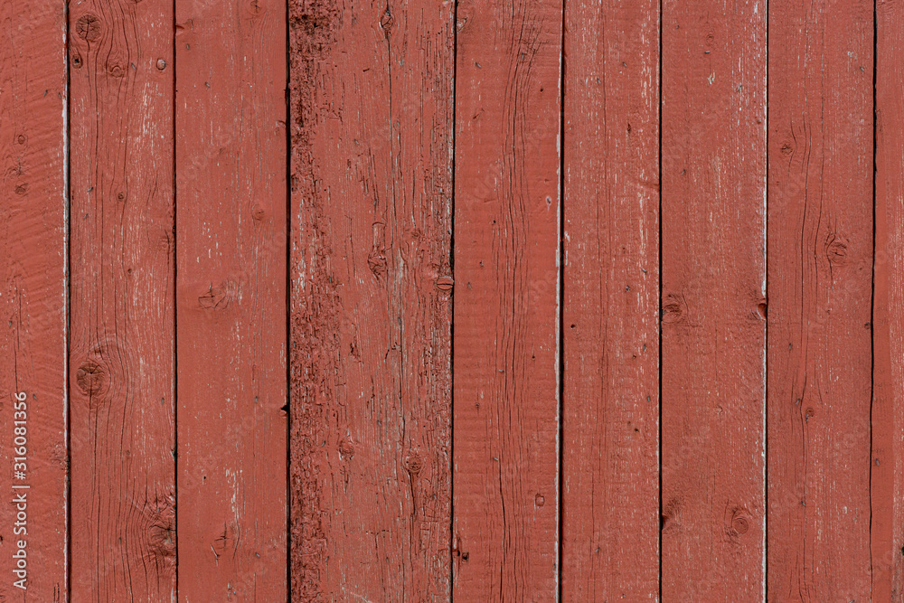 closeup of old red wood planks texture background