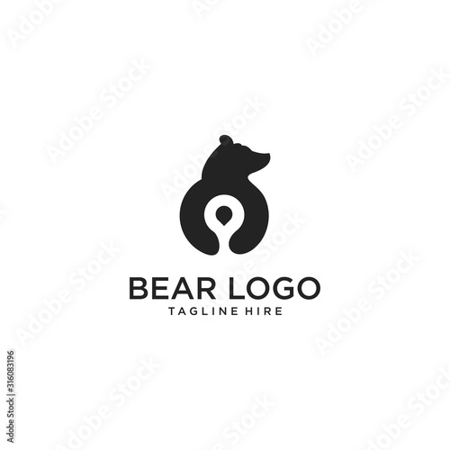 Bear logo pin - vector illustration on black background