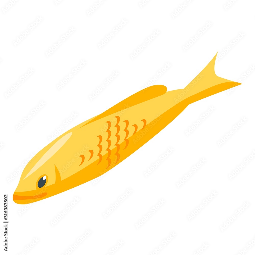 Yellow koi carp icon. Isometric of yellow koi carp vector icon for web design isolated on white background Yellow koi carp icon. Isometric of yellow koi carp vector icon for web design isolated on white background