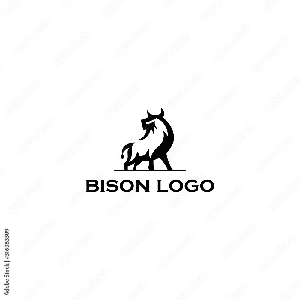 Stylized silhouette of a bison. Artistic creative idea. Animals logo design template. Vector illustration.
