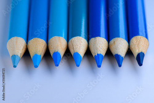Blue pencil tips light to dark 