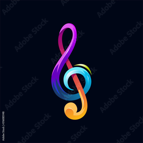 Note music colorful rainbow vector logo icon illustration